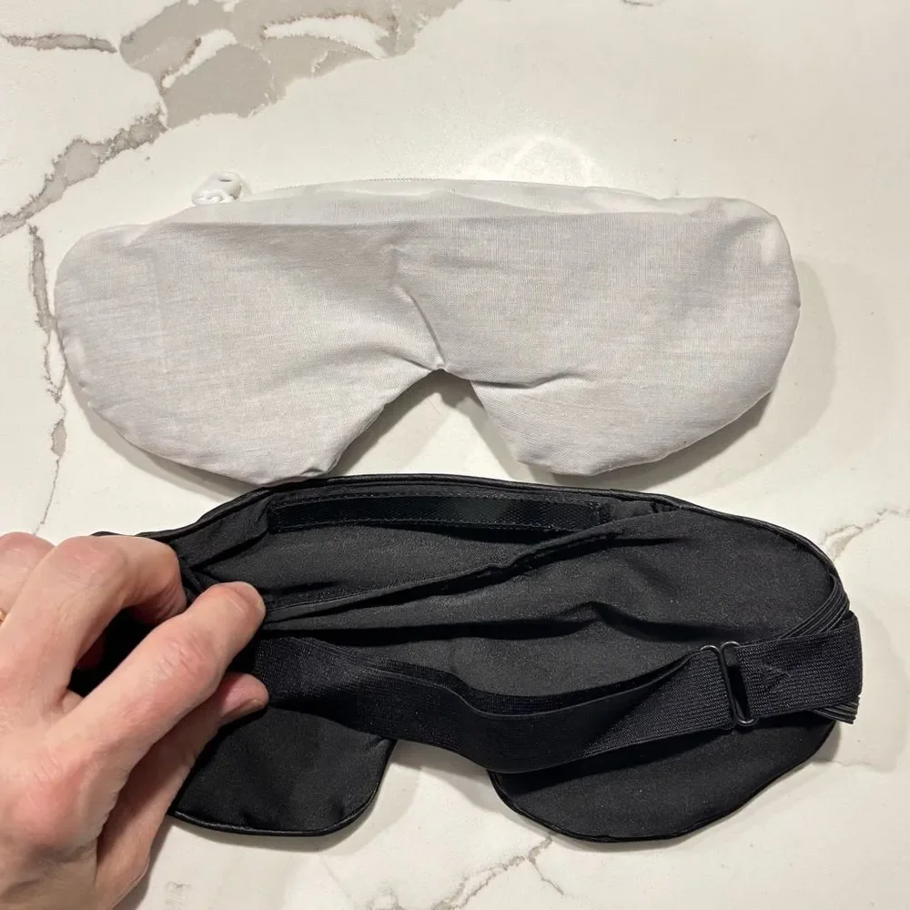 Weighted Black Sleep Mask with Removable Pouch Adjustable Straps Carry Case
